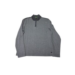 Hugo Boss Mens Grey Herringbone Quarter Zip Pullover Modern Fit Sweater Small
